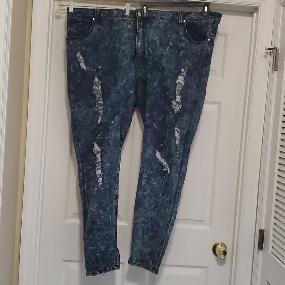 Lucky Diamond woman 34 blue washed distressed Jeans